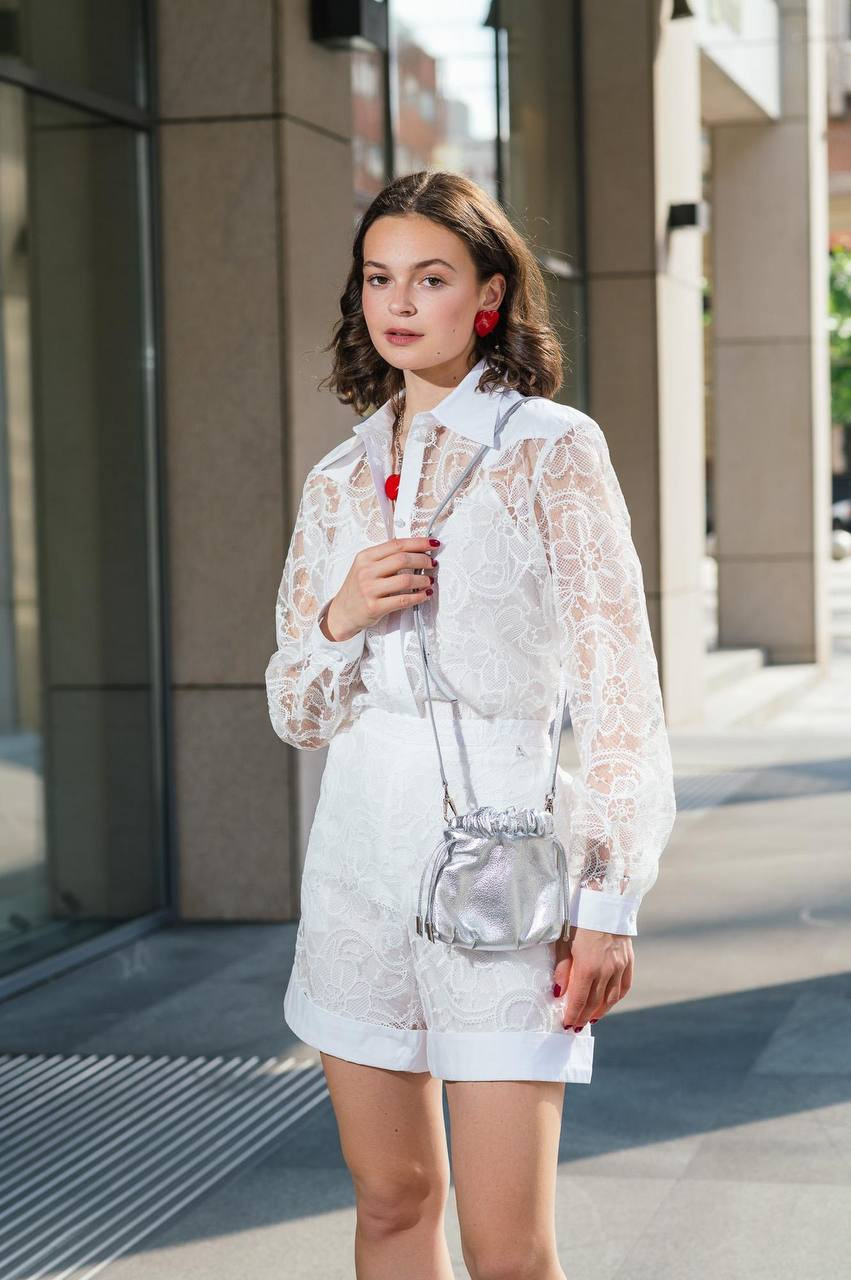 Twinset Белые шорты с кружевом 241AP2291 изображение 6