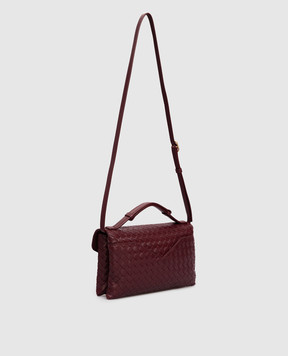 Bottega Veneta Бордовая кожаная сумка с плетением 817191V08Z0