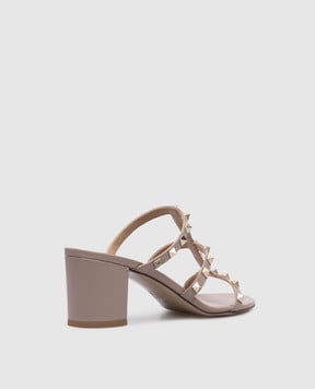 Valentino Бежевые кожаные мюли ROCKSTUD 6W2S0C47VOD