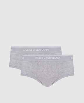 Dolce&Gabbana Набір сірих меланжевих трусів-бріфів з логотипом M9C05JONN95