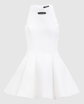 Balmain Біла сукня міні з патчем логотипа EF1R5087MG61