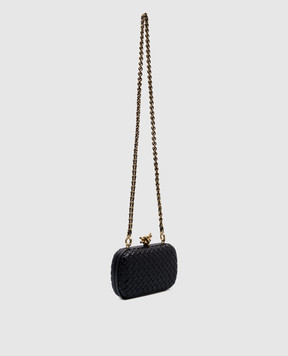 Bottega Veneta Чорний шкіряний мінодьєр з плетінням Intrecciatio 776662V01D1