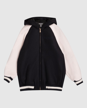 Balmain Дитяча чорна куртка з вовною BX2Q50E0169