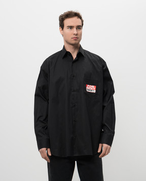 Vetements Черная рубашка с принтом логотипа UA66SH450B