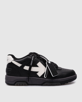 Off-White Черные кожаные кроссовки OUT OF OFFICE с контрастным логотипом OMIA189C99LEA006