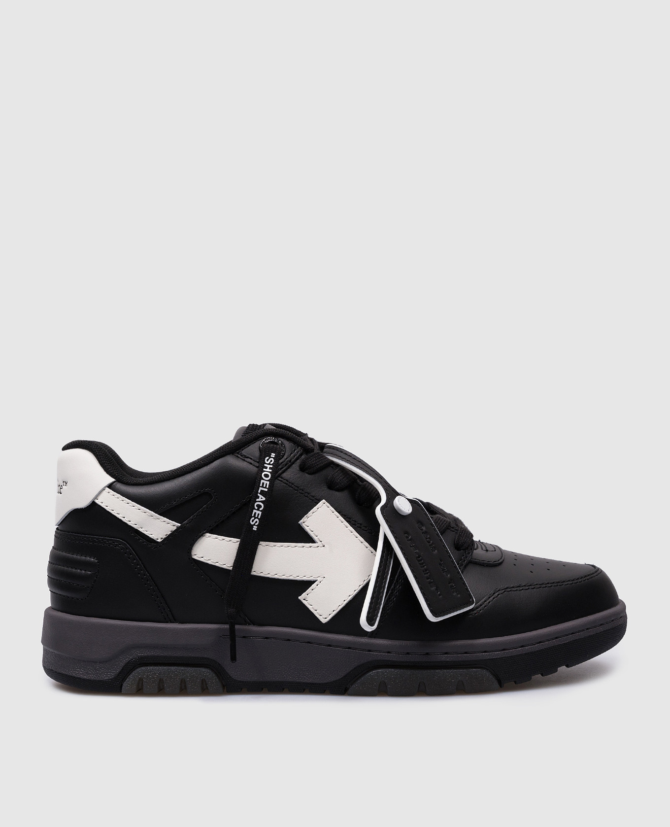 Off-White - Серые кожаные кроссовки Out of office с принтом For Walking  OMIA189F24LEA006 купить в Symbol