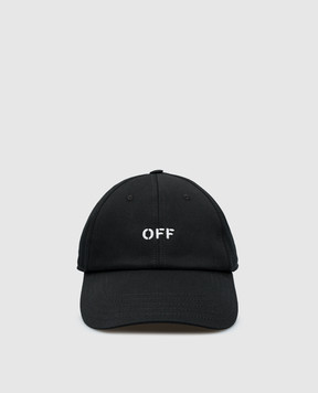 Off-White Чорна кепка з контрастною вишивкою логотипа OWLB045C99FAB003
