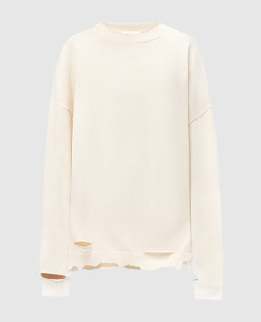 Helmut Lang Білий светр з проріхами O04HW799