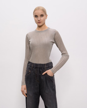 Brunello Cucinelli Сірий джемпер з люрексом MMF849900