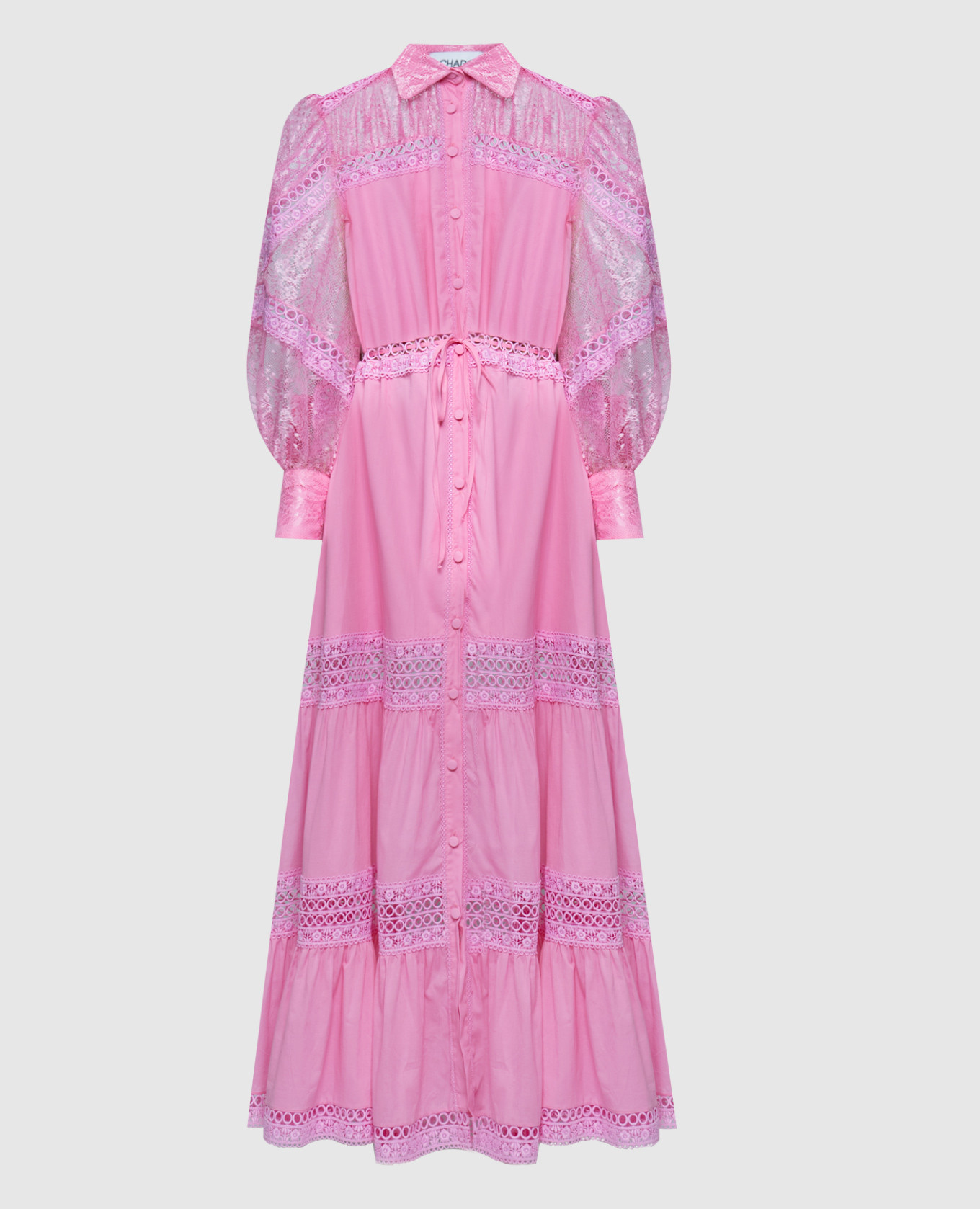 Розовое платье-рубашка Lucil с кружевом
