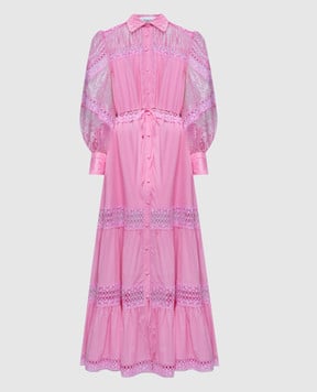 Charo Ruiz Розовое платье-рубашка Lucil с кружевом 241643