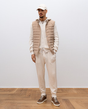 Brunello Cucinelli Бежевые спортивные штаны в рубчик M29201019G