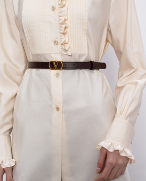 Valentino Коричневий шкіряний ремінь з емблемою VLogo Signature 6W0T0SM7IYR