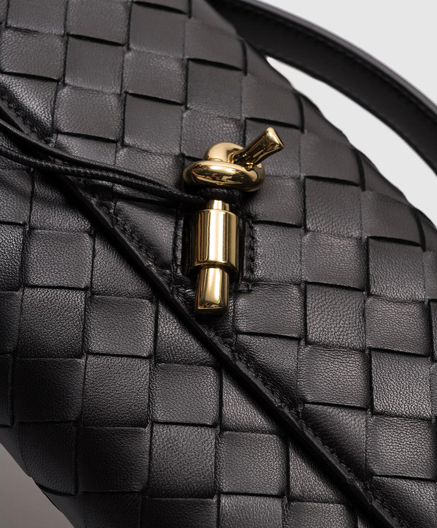 Bottega Veneta Черный кожаный клатч Andiamo с плетением Intrecciato 741511VCPP3 изображение 4