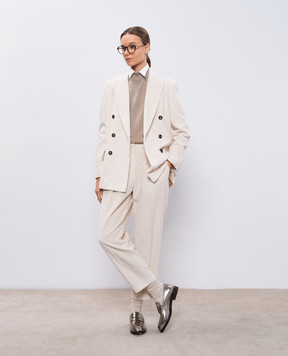 Brunello Cucinelli Бежевые вельветовые штаны MP576P8562