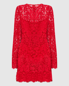 Dolce&Gabbana Красное платье-футляр мини из кружева F6TJRTHLMII