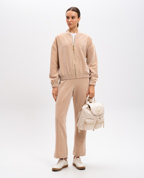 Twinset Бежевые спортивные брюки с вышивкой логотипа 242LL2PFF