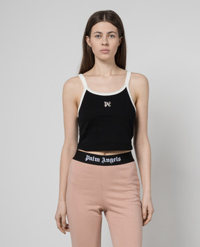 Palm Angels Чорний топ з вишивкою логотипа PWAD060S24FAB001
