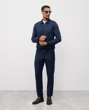 Bertolo Cashmere Сині штани з вовни і кашеміру 000290001391