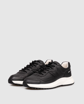 Bally Чорні шкіряні кросівки Outline з логотипом MSK0CJVT361