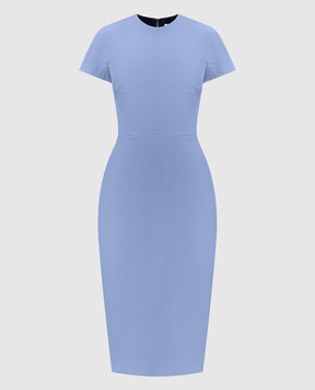 Victoria Beckham Блакитна сукня-футляр з вовною 1325WDR005232A