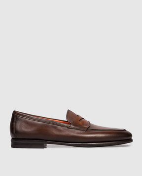 Santoni Коричневі шкіряні лофери MCNG18837SI9GMEM
