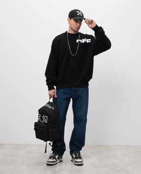 Off-White Черный свитшот с принтом логотипа OMBA054S25FLE003