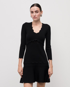 Twinset Чорна сукня міні з логотипом 252TP3041