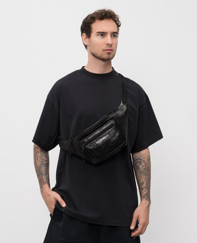 Balenciaga Чорна шкіряна поясна сумка Explorer 5295501VG87