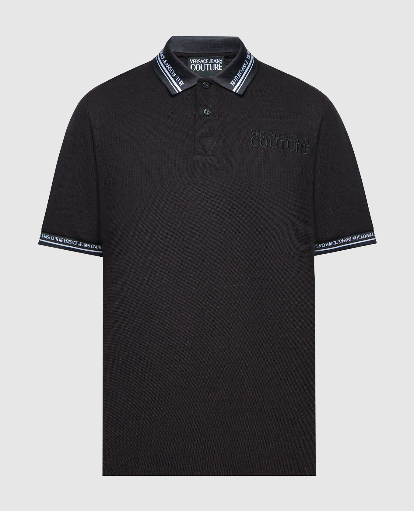 Black polo with logo embroidery