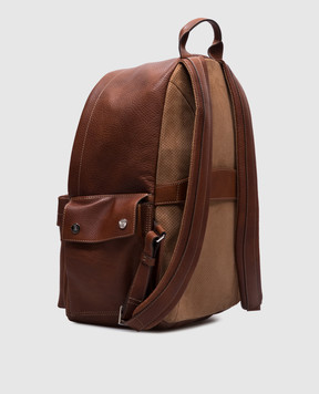 Brunello Cucinelli Коричневый кожаный рюкзак Travel MBZIBU243