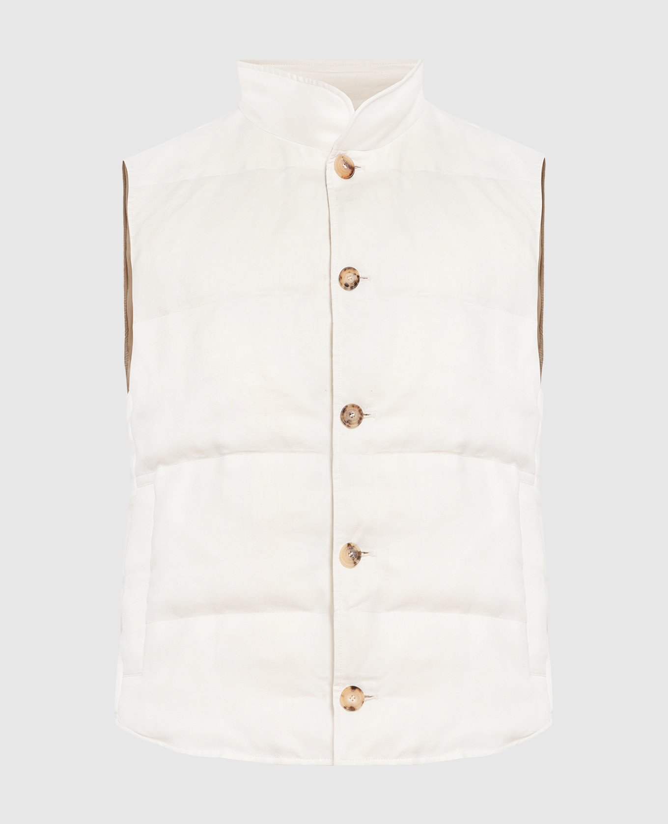 White down vest made of linen