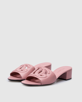 Dolce&Gabbana Рожеві шкіряні мюлі з логотипом CR1755AY329