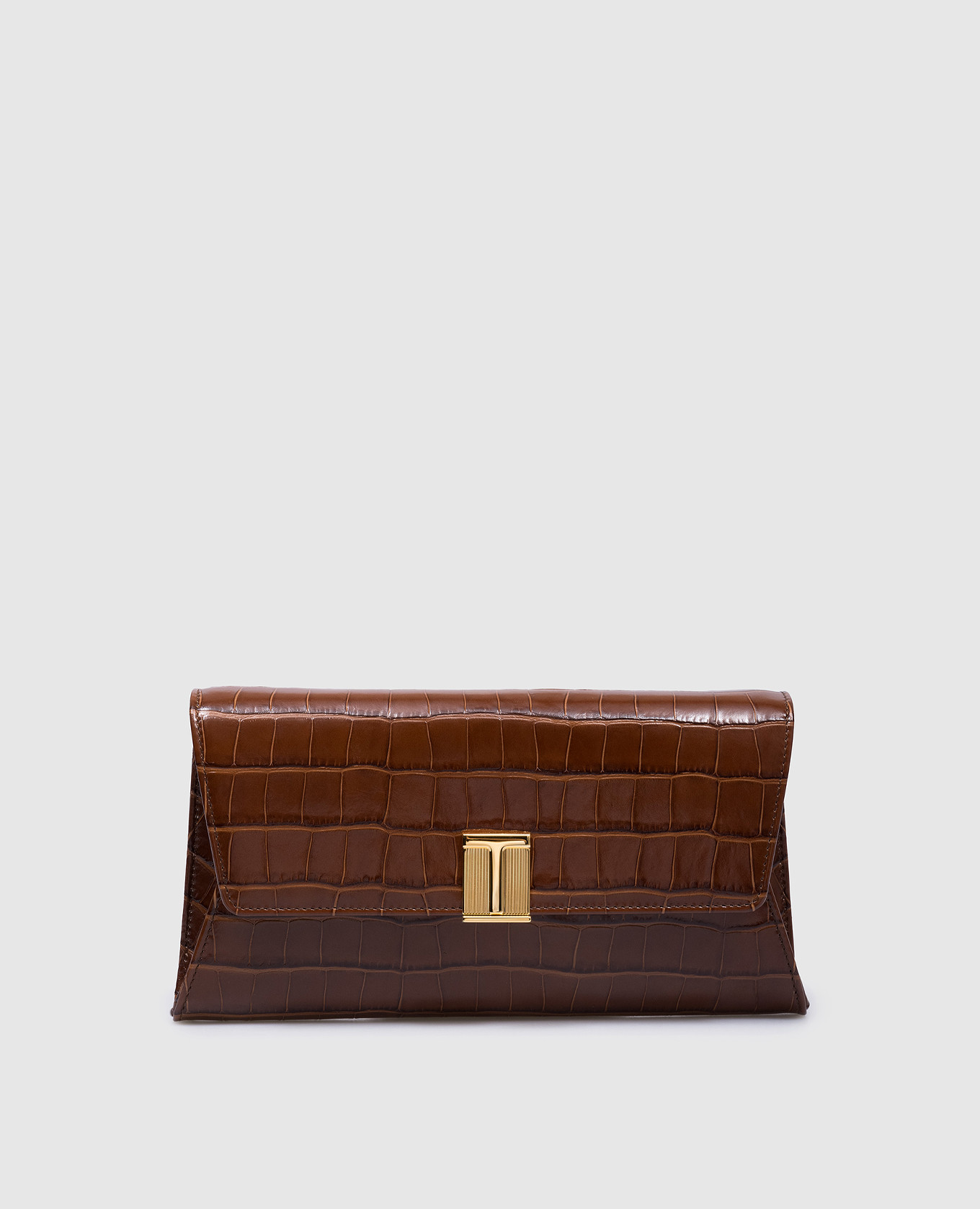 

Коричневый кожаный клатч NOBILE с тиснением под кожу крокодила, Клатчи