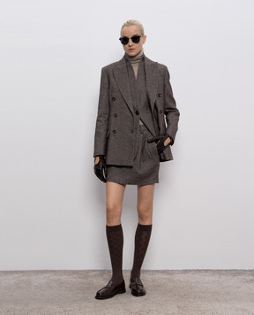 Brunello Cucinelli Бежевий меланжевий гольф з кашеміру та шовку M13800063P