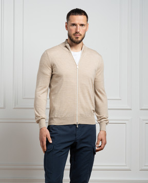 Brunello Cucinelli Бежевый кардиган из шерсти и кашемира M2400106