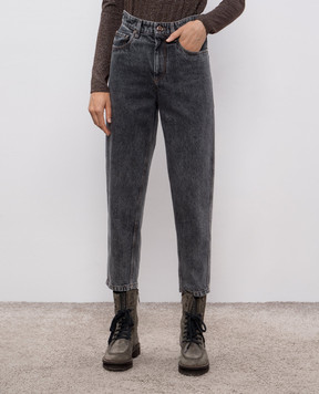 Brunello Cucinelli Сірі джинси мом з ефектом потертості MA095P4030