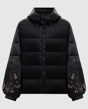 Twinset Черный пуховик с вышивкой 252TP2431