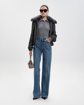 Dolce&Gabbana Серое поло с шерстью в рубчик FXZ39TJDVDC