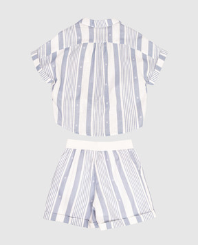 Givenchy Дитячий білий костюм з льоном в смужку H3083612+