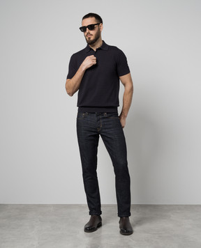 Tom Ford Сині джинси SELVEDGE зі шкіряним патчем логотипа DPS001DMC034S24