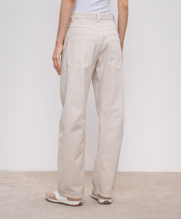 Brunello Cucinelli Бежеві джинси зі шкіряним патчем логотипа MP030P5932 зображення 4