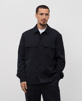 Moncler Синя куртка з вовною в стилі сорочки K10912F00003597FV