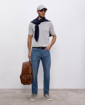Brunello Cucinelli Серое поло с леном M2L00315