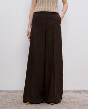 Max Mara Коричневый палаццо SEQUOIA из льна. SEQUOIA