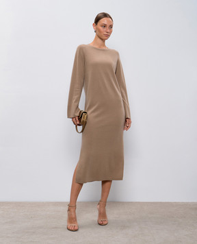 Allude Коричнева сукня міді з вовни та кашеміру 24517056