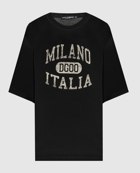 Dolce&Gabbana Черная футболка с контрастным принтом G8PN9TG7NPV