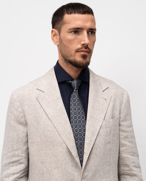 Brunello Cucinelli Серый галстук из шелка в геометрический узор. MV8940018