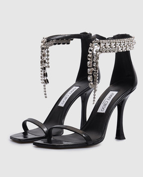 Jimmy Choo Черные кожаные лакированные босоножки Verity 100 VERITYSANDAL100BYK