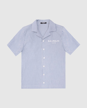 Balmain Детская рубашка в полоску с вышивкой логотипа BW5P31P0487410